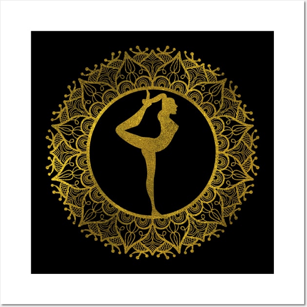 Yoga Asana Symbol in Gold Mandala Wall Art by Nartissima